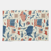 愛国的なアイコン – 自由の女神,旗(3) キッチンタオル (横)