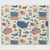 愛国的なアイコン – 自由の女神，旗(3) ラッピングペーパー (フラット)