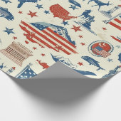 愛国的なアイコン – 自由の女神，旗(3) ラッピングペーパー (角)