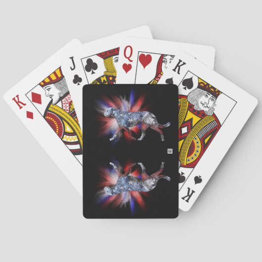 愛国的なアイリッシュウルフハウンドレッドホワイトとブルー トランプ (裏面)