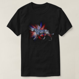 愛国的なアイリッシュウルフハウンドレッドホワイトとブルー Tシャツ