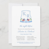 愛国的なアジサイのクレスト ウェディング リハーサル ディナー 招待状 (正面)