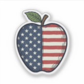 愛国的なアップル ビンテージの彫刻 ベクター デザイン 1 シール (正面)