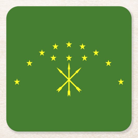 愛国的なアディゲアの旗 スクエアペーパーコースター (正面)