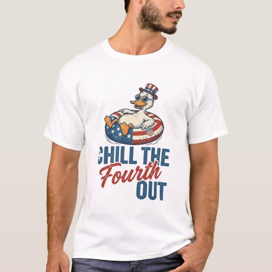 愛国的なアヒルの七月四日フロートTシャツデザイン Tシャツ (正面)