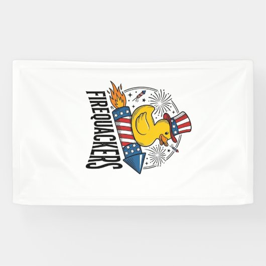 愛国的なアヒルの花火Tシャツデザイン ファイアクエッカーズ 横断幕 (横)