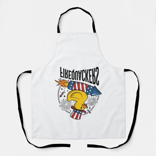愛国的なアヒルの花火Tシャツデザイン Firequackers エプロン (正面)
