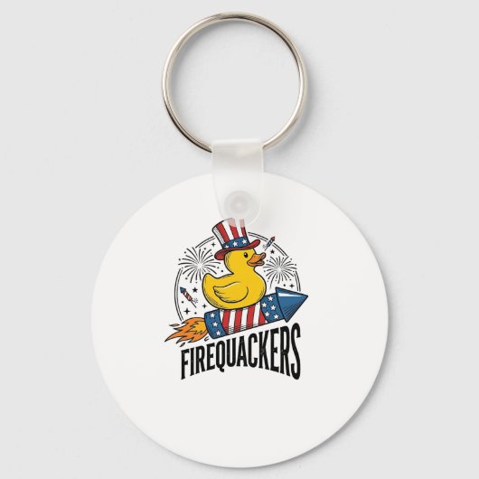 愛国的なアヒルの花火Tシャツデザイン Firequackers キーホルダー (正面)
