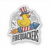 愛国的なアヒルの花火Tシャツデザイン Firequackers シール (正面)