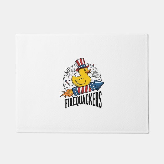 愛国的なアヒルの花火Tシャツデザイン Firequackers ドアマット (正面)
