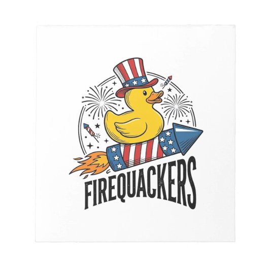 愛国的なアヒルの花火Tシャツデザイン Firequackers ノートパッド (正面)