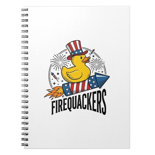 愛国的なアヒルの花火Tシャツデザイン Firequackers ノートブック (正面)