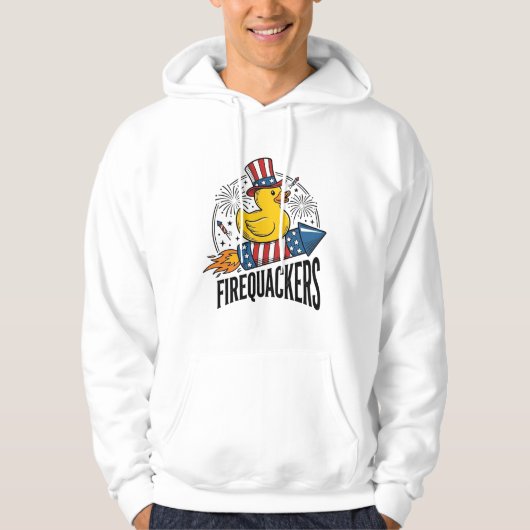 愛国的なアヒルの花火Tシャツデザイン Firequackers パーカ (正面)