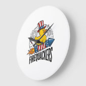 愛国的なアヒルの花火Tシャツデザイン Firequackers ラージ壁時計 (傾斜)