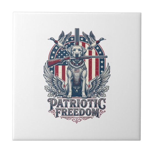 愛国的なアヒル狩人犬ベクターグラフィックTシャツ_1 タイル (正面)