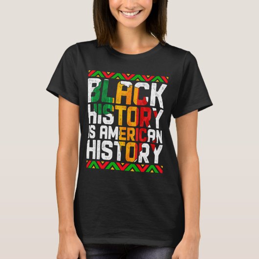 愛国的なアフリカ系アメリカ人の黒人歴史はアメリカ人 Tシャツ (正面)