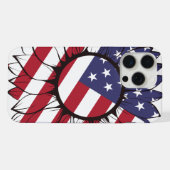 愛国的なアメリカのひまわり iPhoneケース (裏面横)