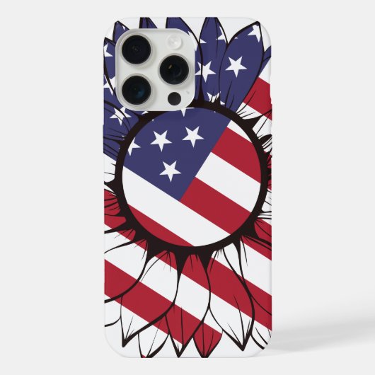 愛国的なアメリカのひまわり iPhoneケース (裏面)