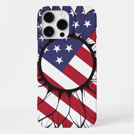 愛国的なアメリカのひまわり iPhoneケース (裏面)