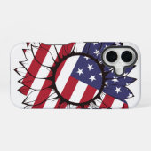 愛国的なアメリカのひまわり iPhone 16ケース (裏面横)