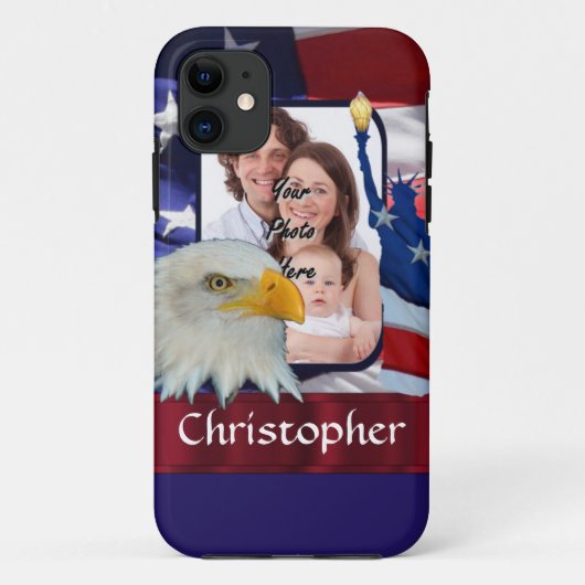 愛国的なアメリカのアイコン写真テンプレート Case-Mate iPhoneケース (裏面)
