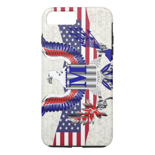 愛国的なアメリカのイーグルパーソナライズされたモノグラム Case-Mate iPhoneケース (裏面)