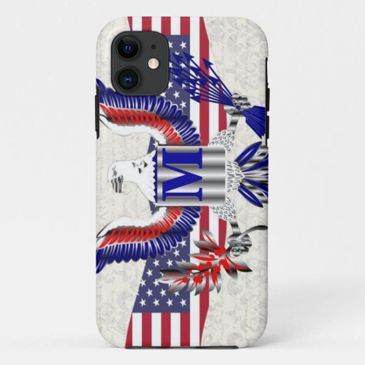 愛国的なアメリカのイーグルパーソナライズされたモノグラム Case-Mate iPhoneケース (裏面)