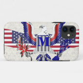 愛国的なアメリカのイーグルパーソナライズされたモノグラム Case-Mate iPhoneケース (裏面(横))