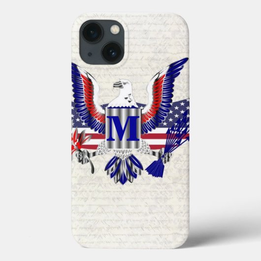 愛国的なアメリカのイーグルパーソナライズされたモノグラム Case-Mate iPhoneケース (裏面)