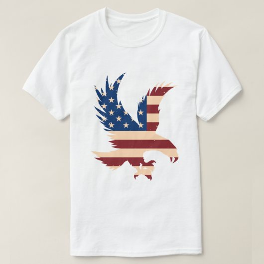愛国的なアメリカのイーグル国旗のシルエット Tシャツ (デザイン正面)