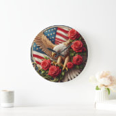 愛国的なアメリカのイーグル壁掛け時計 ラージ壁時計 (ホーム)