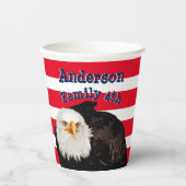 愛国的なアメリカのイーグル家族の名前旗のストライプ 紙コップ (正面)
