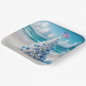 愛国的なアメリカのクリスマスツリー　ビーチにて ペーパープレート (傾斜あり)