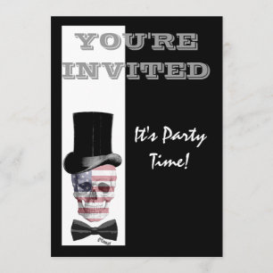 愛国的なアメリカのゴシック様式のスチームパンクスカル 招待状