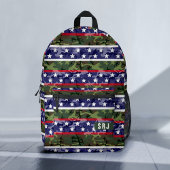 愛国的なアメリカのスターストライプズグリーンカモフラージュ プリントバックパック