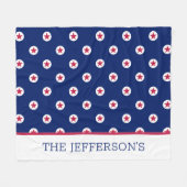 愛国的なアメリカのスターストライプズNAME赤白青 フリースブランケット (正面(横))