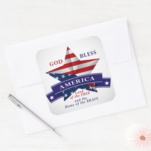 愛国的なアメリカのスターデザイン(v3) スクエアシール (封筒)