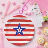 愛国的なアメリカのスター赤と白オンストライプズ ペーパープレート (パーティー)