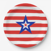 愛国的なアメリカのスター赤と白オンストライプズ ペーパープレート (正面)