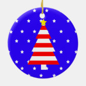 愛国的なアメリカのストライプのクリスマスツリーオーナメント セラミックオーナメント (裏面)