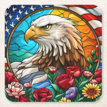 愛国的なアメリカのハゲのワシ「ステンドグラス」