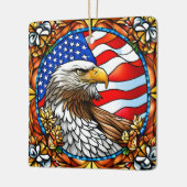 愛国的なアメリカのハゲのワシ「ステンドグラス」 セラミックオーナメント (左)