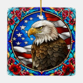愛国的なアメリカのハゲのワシ「ステンドグラス」 セラミックオーナメント (裏面)