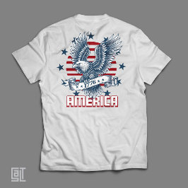 愛国的なアメリカのハゲワシ 1776 USA国旗 ヴィンテージ Tシャツ