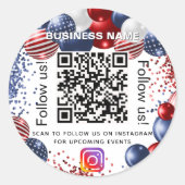 愛国的なアメリカのビジネスqrコードinstagram ラウンドシール (正面)