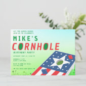愛国的なアメリカのビーンバッグサックトス コーンホールパーティー 招待状 (スタンド正面)
