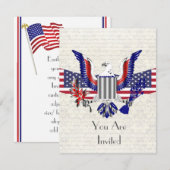 愛国的なアメリカのワシと国旗 招待状 (正面/裏面)