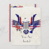 愛国的なアメリカのワシと旗2 招待状 (正面/裏面)