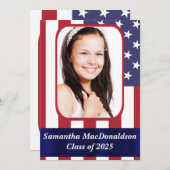 愛国的なアメリカの国旗写真卒業 招待状 (正面/裏面)