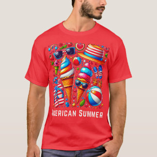 愛国的なアメリカの夏の7月4日 Tシャツ
